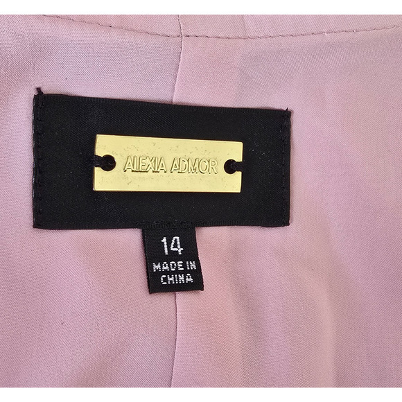 Alexia Admor Midi Party Dress Women's 14 Dusty Pink Deep V-Neck Ruffle - Picture 3 of 16